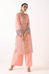 Pooja Rajgarhia Gupta_Pink Organza, Crepe, Georgette Round Printed Kurta Set _Online_at_Aza_Fashions