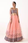 Shop_Pooja Rajgarhia Gupta_Pink Organza, Georgette Sweetheart Neck Embroidered Lehenga Set _at_Aza_Fashions