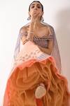 Pooja Rajgarhia Gupta_Green Organza, Georgette One Shoulder Printed Lehenga Set _Online_at_Aza_Fashions