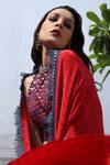 Pooja Rajgarhia Gupta_Red Crepe, Georgette Crop Top Round Cape Open Printed And Gharara Set _at_Aza_Fashions