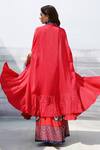 Shop_Pooja Rajgarhia Gupta_Red Crepe, Georgette Crop Top Round Cape Open Printed And Gharara Set _at_Aza_Fashions