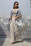Buy_Pooja Rajgarhia Gupta_White Georgette Crop Top Round Cape Open Printed And Sharara Set _at_Aza_Fashions