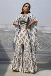 Buy_Pooja Rajgarhia Gupta_White Georgette Crop Top Round Cape Open Printed And Sharara Set _Online_at_Aza_Fashions