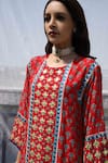 Shop Pooja Rajgarhia Gupta Red Crepe, Georgette Round Floral Print Kurta Online at Aza Fashions Shop_Pooja Rajgarhia Gupta_Red Crepe, Georgette Round Floral Print Kurta _Online_at_Aza_Fashions