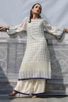 Buy Pooja Rajgarhia Gupta White Crepe, Georgette Floral Round Print Straight Kurta at Aza Fashions Buy_Pooja Rajgarhia Gupta_White Crepe, Georgette Floral Round Print Straight Kurta _at_Aza_Fashions