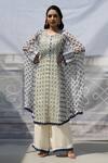 Buy_Pooja Rajgarhia Gupta_White Georgette Round Printed Kaftan Tunic And Pant Set _at_Aza_Fashions