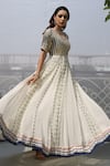 Pooja Rajgarhia Gupta_White Georgette Round Embroidered Anarkali With Dupatta _Online_at_Aza_Fashions