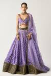 Buy_Itrh_Purple Silk Chanderi Bandhani V Neck Rosy Lehenga Set_at_Aza_Fashions