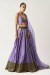 Shop_Itrh_Purple Silk Chanderi Bandhani V Neck Rosy Lehenga Set_at_Aza_Fashions