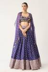 Buy_Itrh_Blue Silk Chanderi Bandhani Round Beenu Jamuni Lehenga Set_at_Aza_Fashions