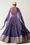 Shop_Itrh_Blue Silk Chanderi Bandhani Round Beenu Jamuni Lehenga Set_at_Aza_Fashions