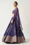 Itrh_Blue Silk Chanderi Bandhani Round Beenu Jamuni Lehenga Set_Online_at_Aza_Fashions