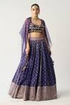 Buy_Itrh_Blue Silk Chanderi Bandhani Round Beenu Jamuni Lehenga Set_Online_at_Aza_Fashions