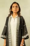 Ibai_Black Handwoven Jamdani Jacket_at_Aza_Fashions