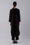Shop_JAYATI GOENKA_Black Cotton Linen Band Collar Dyed Kurta _at_Aza_Fashions