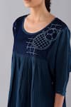 Buy_Jayati Goenka_Blue Denim Round Dyed Sashiko Blouse _Online_at_Aza_Fashions