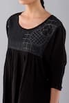 Buy_Jayati Goenka_Black Denim Round Dyed Sashiko Blouse _Online_at_Aza_Fashions