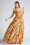 Buy_Payal Jain_Yellow Cotton Silk Chanderi Round Printed Maxi Dress _Online_at_Aza_Fashions