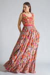 Shop_Payal Jain_Multi Color Cotton Silk Chanderi V Neck Printed Maxi Dress _at_Aza_Fashions