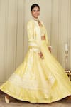 Shop_Sheetal Batra_Yellow Pure Habutai Dupatta Silk Organza Embroidered Dori Zahria Lehenga Set _at_Aza_Fashions