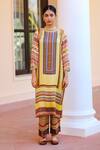 Sage Saga_Multi Color Chiffon, Silk Satin Blend Abstract Kurbat Printed Kurta Palazzo Set_Online_at_Aza_Fashions