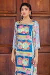 Shop_Sage Saga_Multi Color Silk Satin Blend Printed Abstract Round Kurbat Kurta And Palazzo Set _Online_at_Aza_Fashions