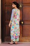 Shop_Sage Saga_Multi Color Chiffon, Silk Satin Blend Abstract Kurbat Printed Kurta Palazzo Set_at_Aza_Fashions