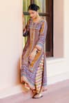 Buy_Sage Saga_Multi Color Silk Satin Blend Printed Abstract Round Kumud Kurta _Online_at_Aza_Fashions