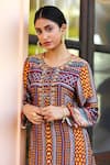 Shop_Sage Saga_Multi Color Silk Satin Blend Printed Abstract Round Kumud Kurta _Online_at_Aza_Fashions