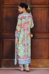 Shop_Sage Saga_Multi Color Chiffon, Silk Satin Blend Geometric Kumud Abstract Print Kurta Set _at_Aza_Fashions