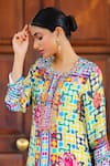 Shop_Sage Saga_Multi Color Chiffon, Silk Satin Blend Geometric Kumud Abstract Print Kurta Set _Online_at_Aza_Fashions