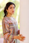 Shop_Sage Saga_Multi Color Chiffon, Silk Satin Blend Geometric Round Kumud Print Kurta Set_Online_at_Aza_Fashions