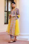 Sage Saga_Multi Color Silk Satin Blend Abstract Round Kumud Print Kurta _Online_at_Aza_Fashions