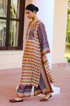 Shop_Sage Saga_Multi Color Silk Satin Blend Abstract Round Kumud Print Kurta _Online_at_Aza_Fashions