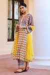 Buy_Sage Saga_Multi Color Silk Satin Blend Printed Geometric Round Kumud Kurta Palazzo Set _at_Aza_Fashions