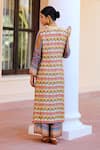 Shop_Sage Saga_Multi Color Silk Satin Blend Printed Geometric Round Kumud Kurta Palazzo Set _at_Aza_Fashions