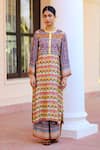 Sage Saga_Multi Color Silk Satin Blend Printed Geometric Round Kumud Kurta Palazzo Set _Online_at_Aza_Fashions