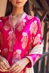Payal Jain_Pink Silk Brocade Kurta Set_Online_at_Aza_Fashions
