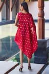 Shop_Payal Jain_Red Cotton Silk Chanderi Asymmetric Cover Up  _at_Aza_Fashions