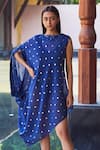 Buy_Payal Jain_Blue Cotton Silk Chanderi Asymmetric Cover Up For Women_at_Aza_Fashions