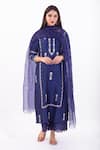 Buy_Priya Chaudhary_Blue Chanderi Silk Kurta Set For Kids_at_Aza_Fashions