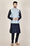 Buy_Aryavir Malhotra_Blue Dupion Silk Nehru Jacket And Kurta Set _at_Aza_Fashions