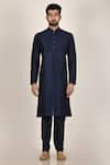 Buy_Aryavir Malhotra_Blue Dupion Silk Nehru Jacket And Kurta Set _Online_at_Aza_Fashions