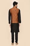 Shop_Aryavir Malhotra_Black Silk Blend Printed Bundi And Kurta Set_at_Aza_Fashions