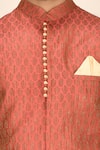 Aryavir Malhotra_Beige Nehru Jacket Jacquard  Kurta And Churidar Blend Bundi & Set _at_Aza_Fashions