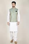 Buy_Aryavir Malhotra_Blue Jacquard Nehru Jacket _at_Aza_Fashions