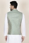 Shop_Aryavir Malhotra_Blue Jacquard Nehru Jacket _at_Aza_Fashions