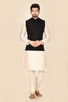 Buy_Aryavir Malhotra_Black Viscose Rayon Woven Bundi And Kurta Set_at_Aza_Fashions
