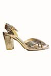Shop_Sephyr_Gold Fringe Pleated Ankle Strap Heels _at_Aza_Fashions