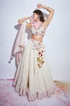 Shop_PUNIT BALANA_White Cotton Halter Geometric Embroidered Lehenga Set _at_Aza_Fashions